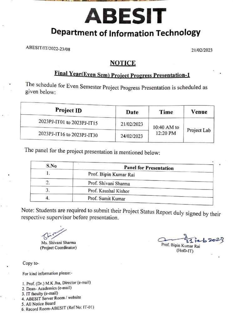 project presentation notice